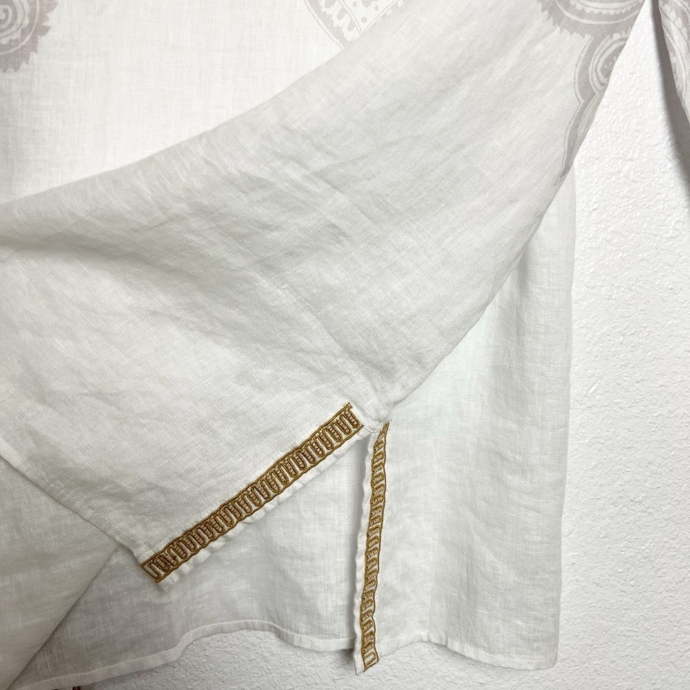 NWT J.Jill Love Linen White Tunic Paisley Trim Beading resort Medium - Picture 6 of 9